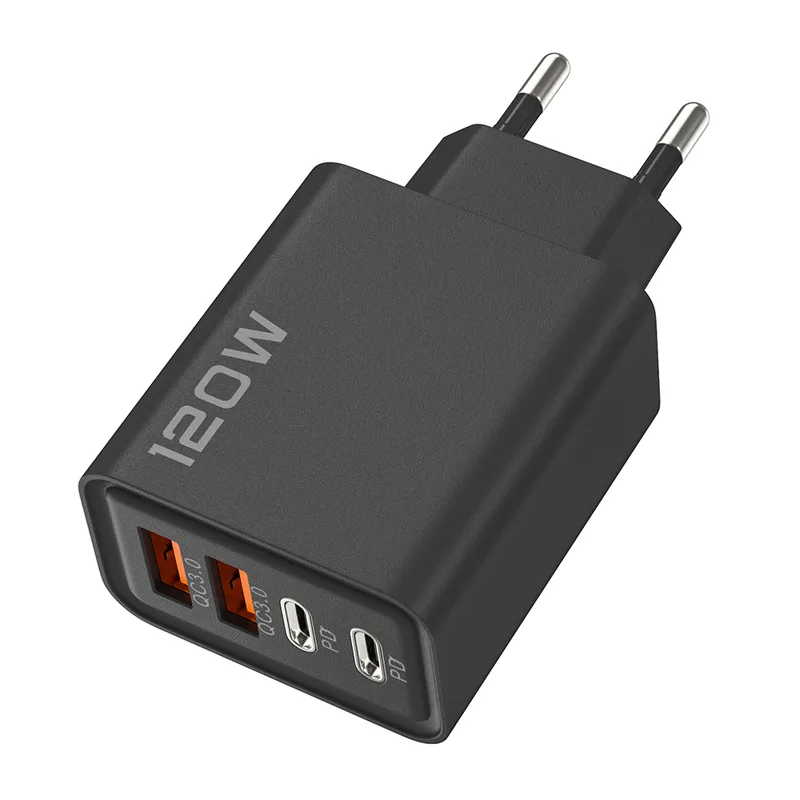 120W 4-port charger, black