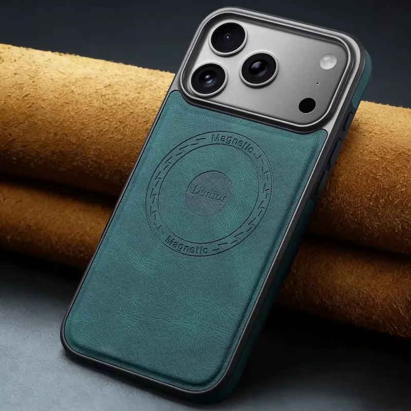 MagSafe leather case on a phone in hand