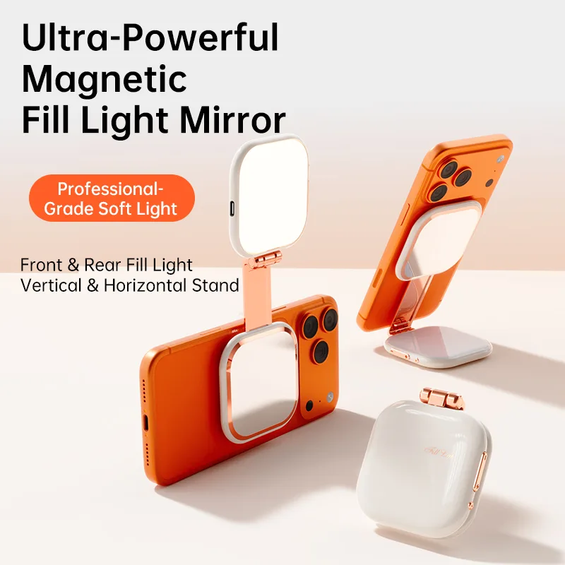 Fill light mirror with phone stand