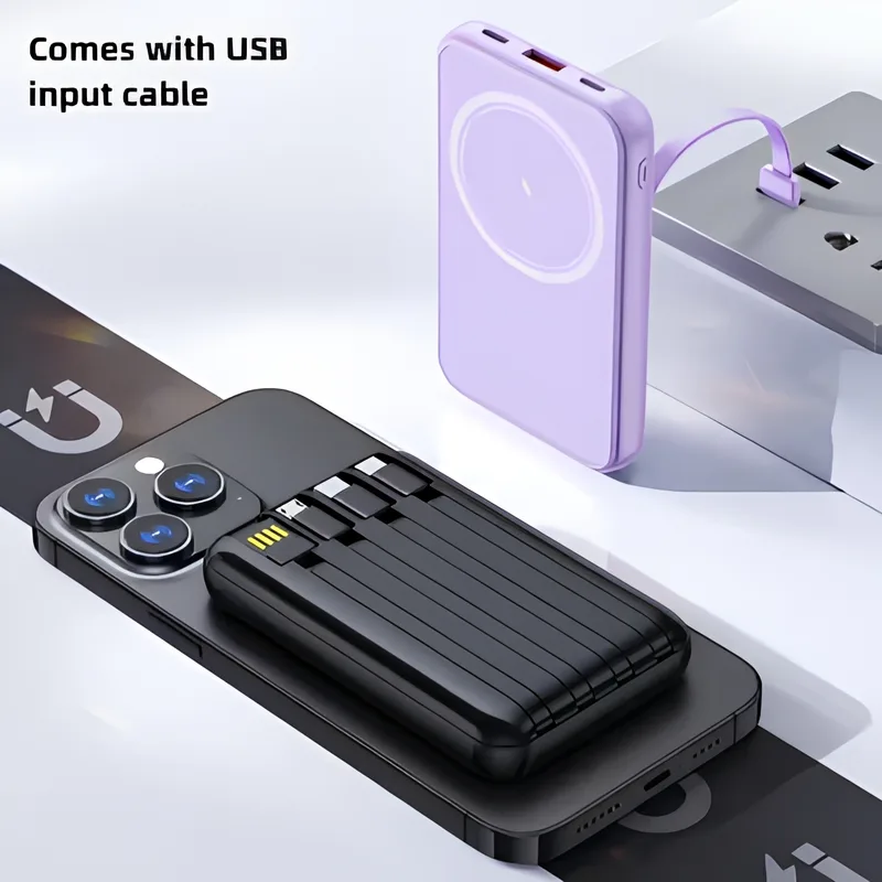 Power bank colour options with USB input cable