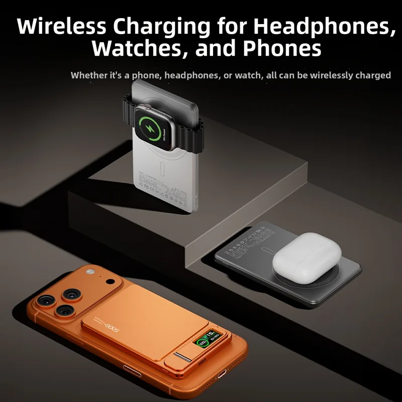 MagSafe power bank TFT screen showing battery percentage