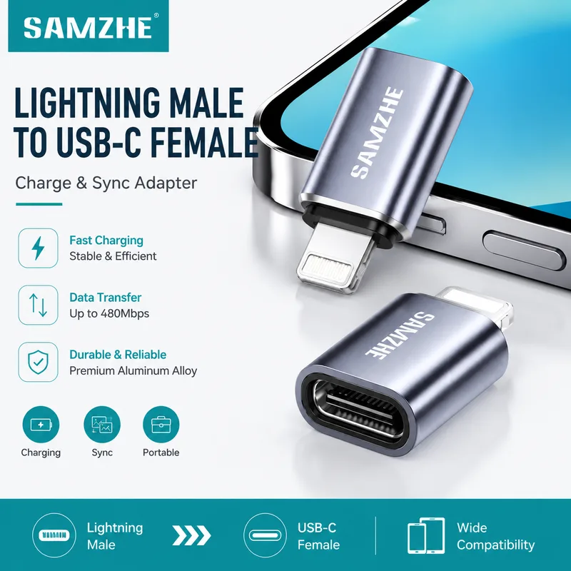 USB-C female to Lightning male adapter